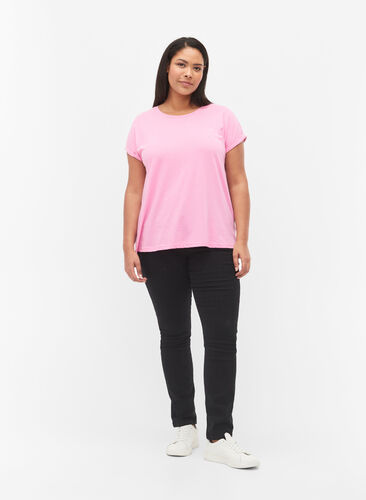 Short sleeved cotton blend t-shirt, Rosebloom, Model image number 2