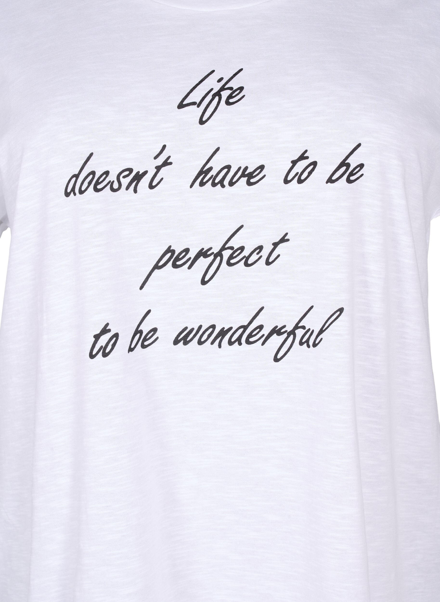 Zizzifashion Printed T-shirt in organic cotton, B. White Black Print, Packshot image number 2