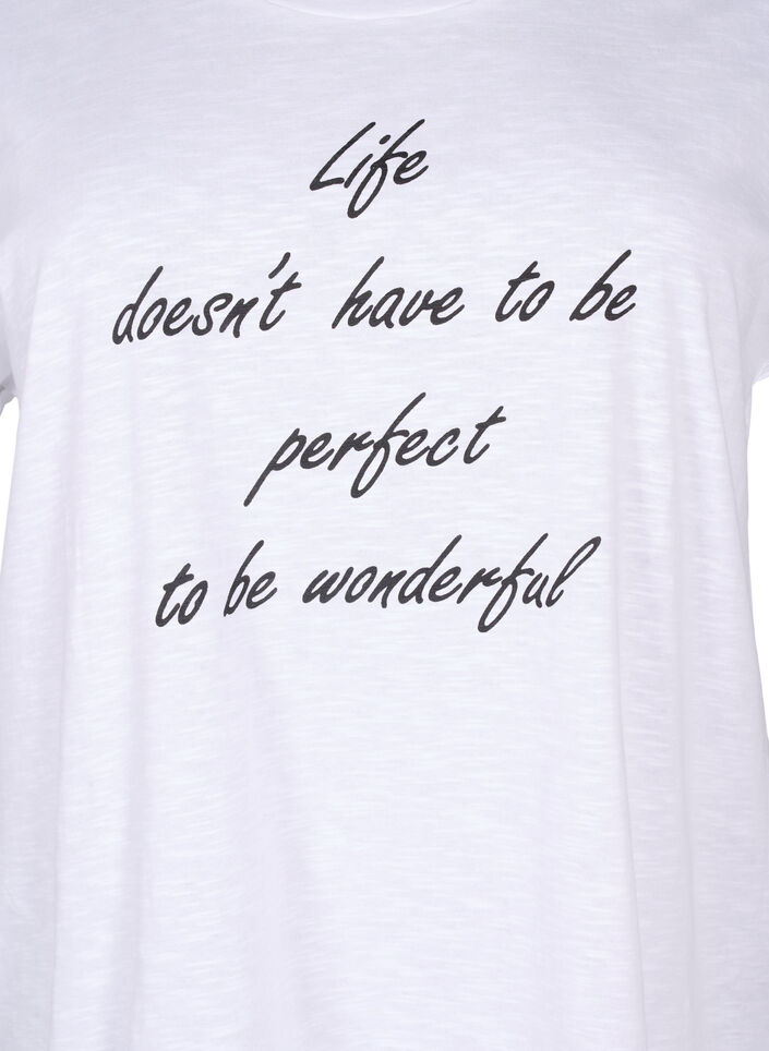 Printed T-shirt in organic cotton, B. White Black Print, Packshot image number 2