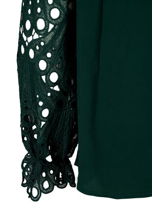 Viscose blouse with crochet sleeves, Scarab, Packshot image number 3