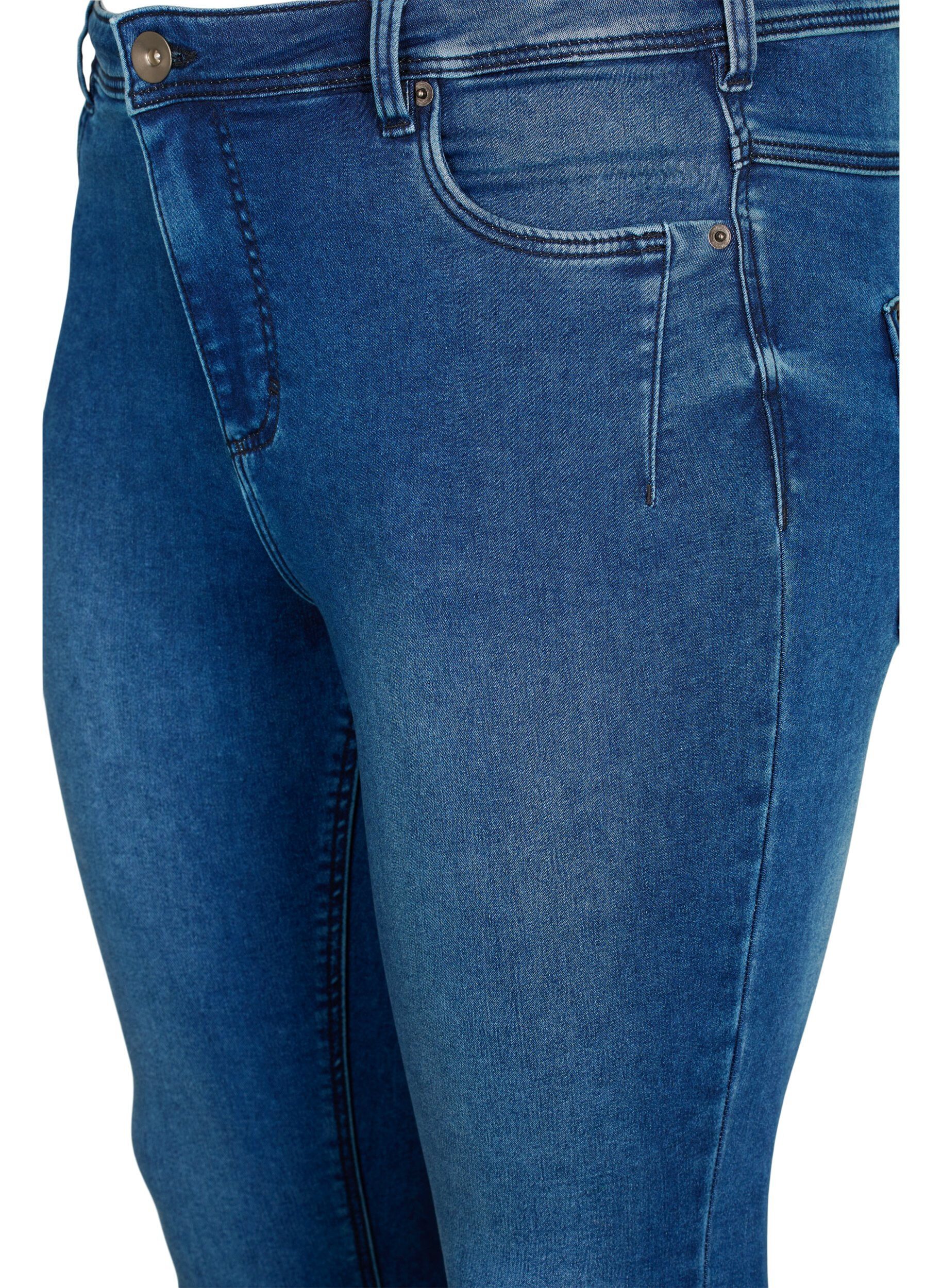 Zizzifashion Cropped Amy jeans with a zip, Blue, Packshot image number 2
