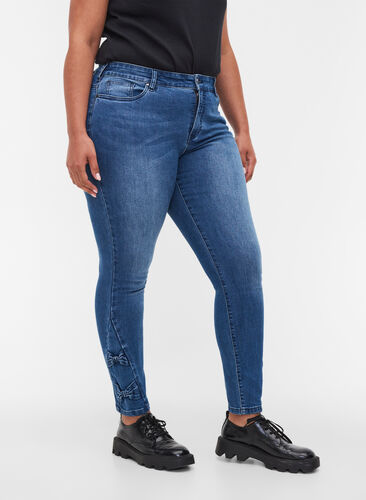 Super slim Amy jeans with bows, Dark blue, Model image number 0