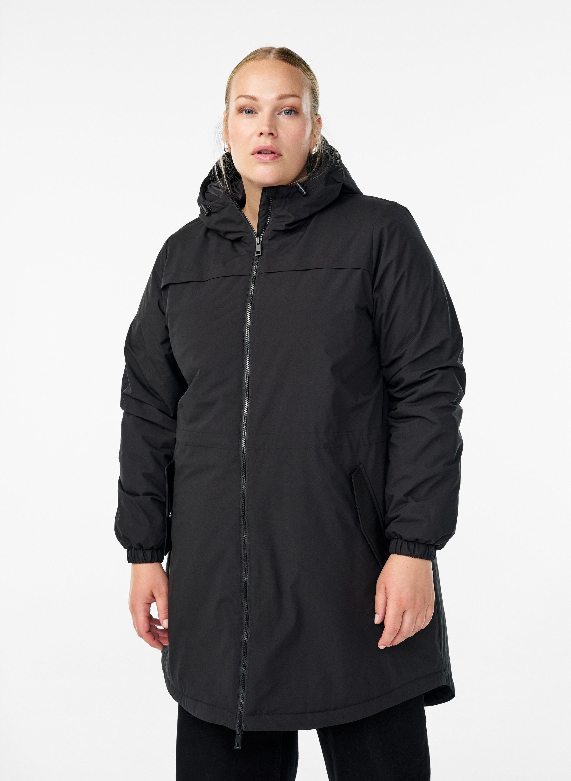 Lightweight padded parka with a hood, Black, Model