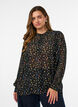 Blouse with all-over print and short button placket, Black, Model image number 0