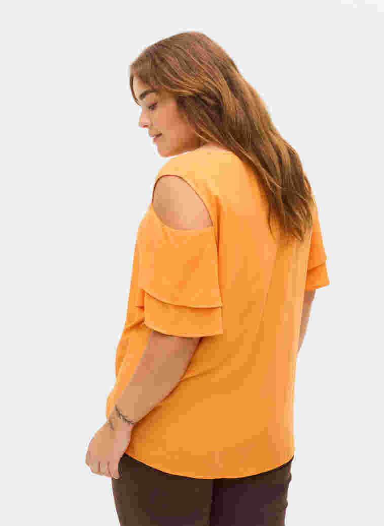 Short sleeved blouse in viscose, Orange Peel, Model image number 1