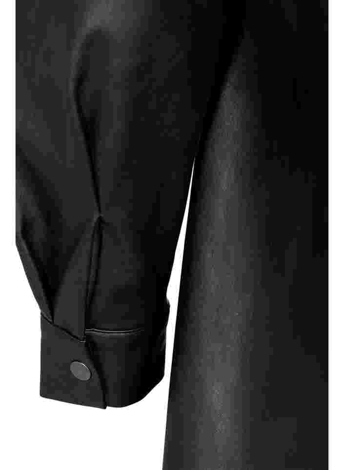 Long shirt in faux leather, Black, Packshot image number 3