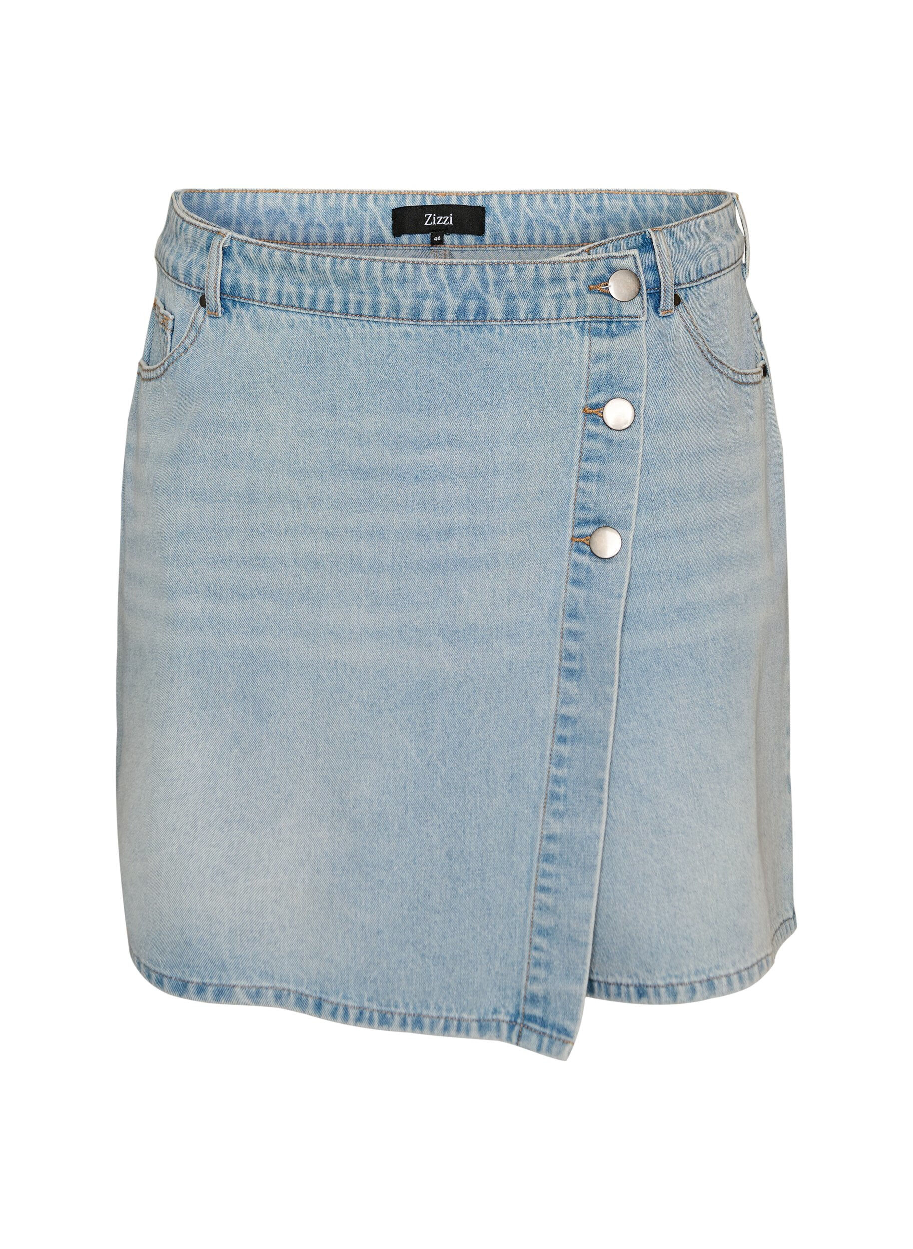 ZizzifashionDenim skorts with a wrap-over effect and high waist, Light Blue, Packshot image number 0
