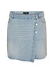 Denim skorts with a wrap-over effect and high waist, Light Blue, Packshot image number 0