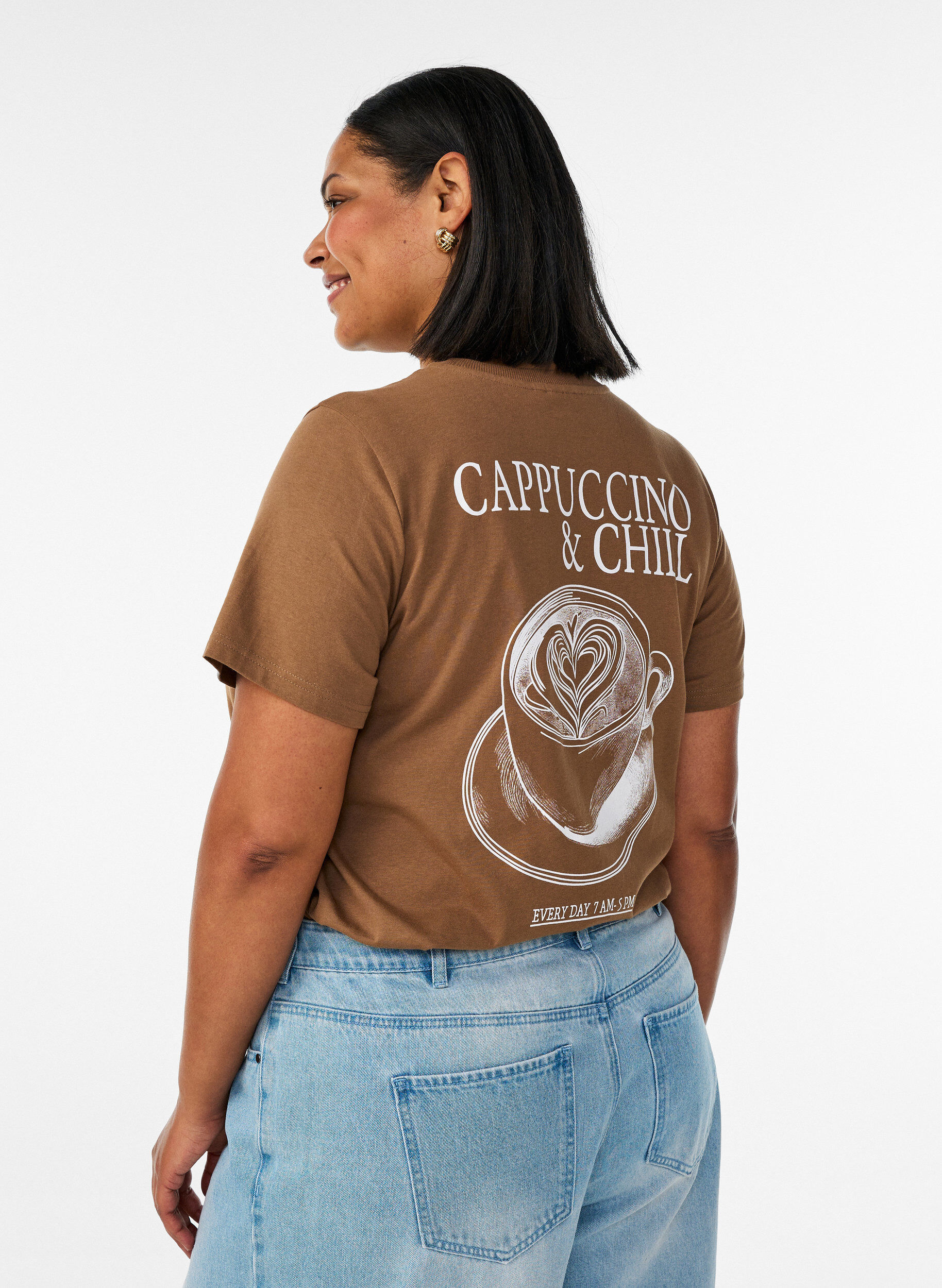 ZizzifashionCotton T-shirt with print, Brown, Model image number 2