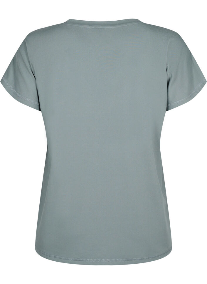 Loose training t-shirt with v-neck, Balsam Green, Packshot image number 1