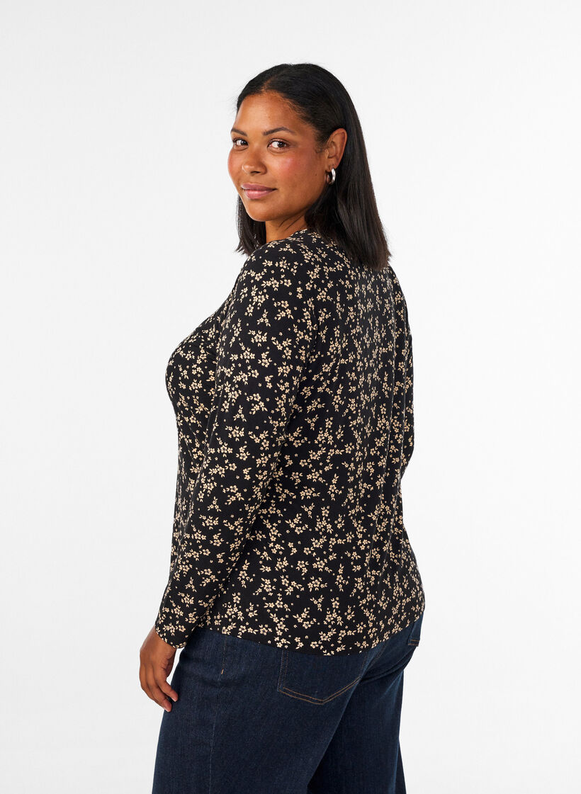 Long-sleeved blouse, Black, Model image number 2