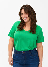 FLASH - T-shirt with v-neck, Kelly Green, Model