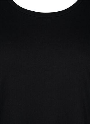 Cotton t-shirt dress with side slits, Black, Packshot image number 2