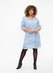 Printed dress with v-neck and 3/4 sleeves, Birch Graphic AOP, Model image number 2