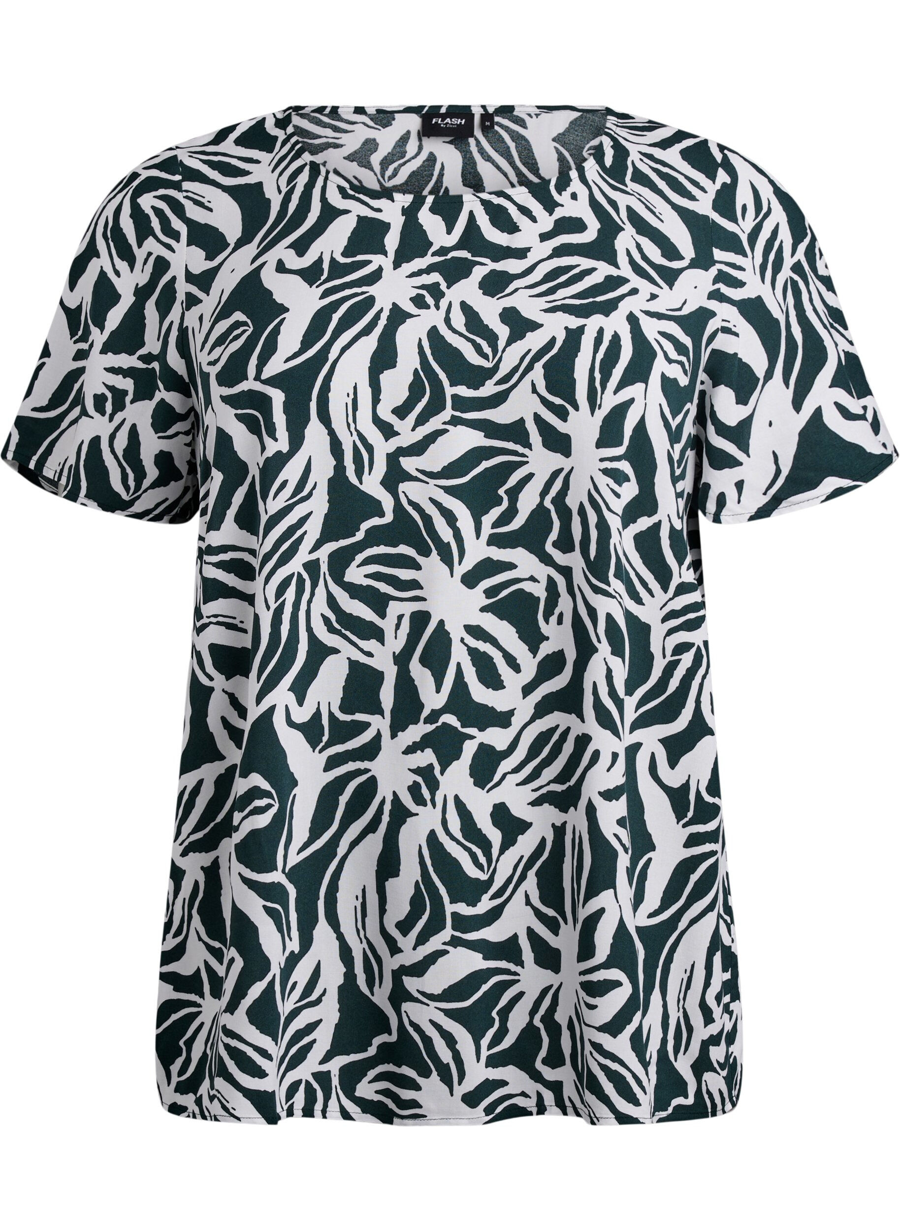 FLASH - Short sleeve viscose blouse with print