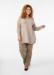 Long knitted blouse with button detail at the side, Simply Taupe Mel., Model image number 3