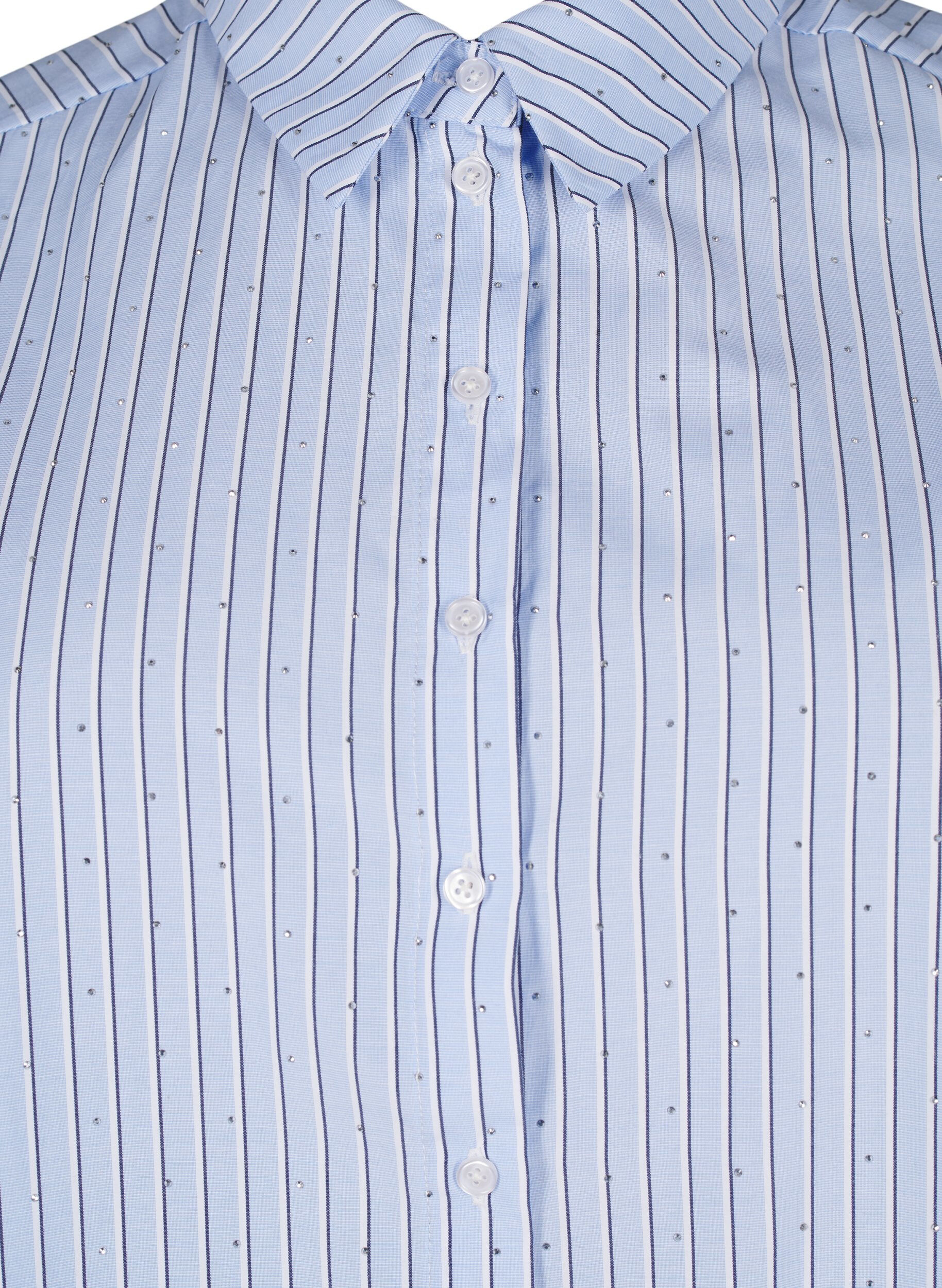 Zizzifashion Striped shirt with studs, Light Blue, Packshot image number 2