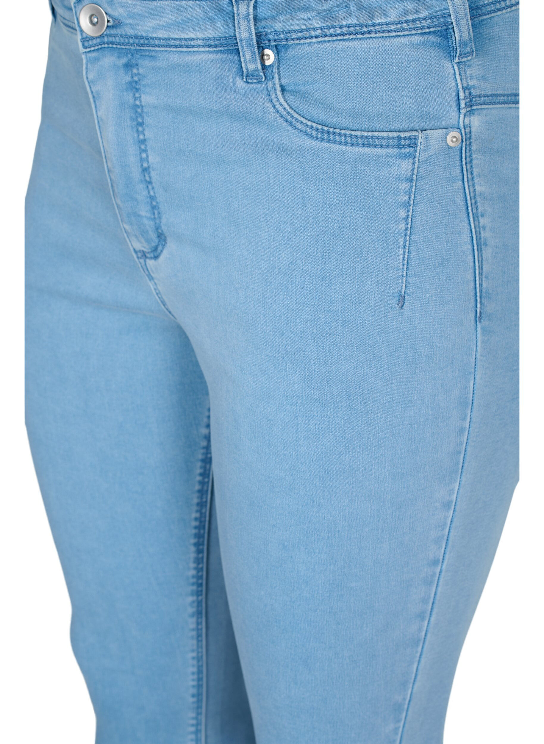 Zizzifashion Cropped Amy jeans with zipper detail, Light Blue, Packshot image number 2
