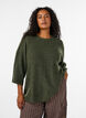 Ribbed jumper with 3/4 sleeves, Green, Model image number 0