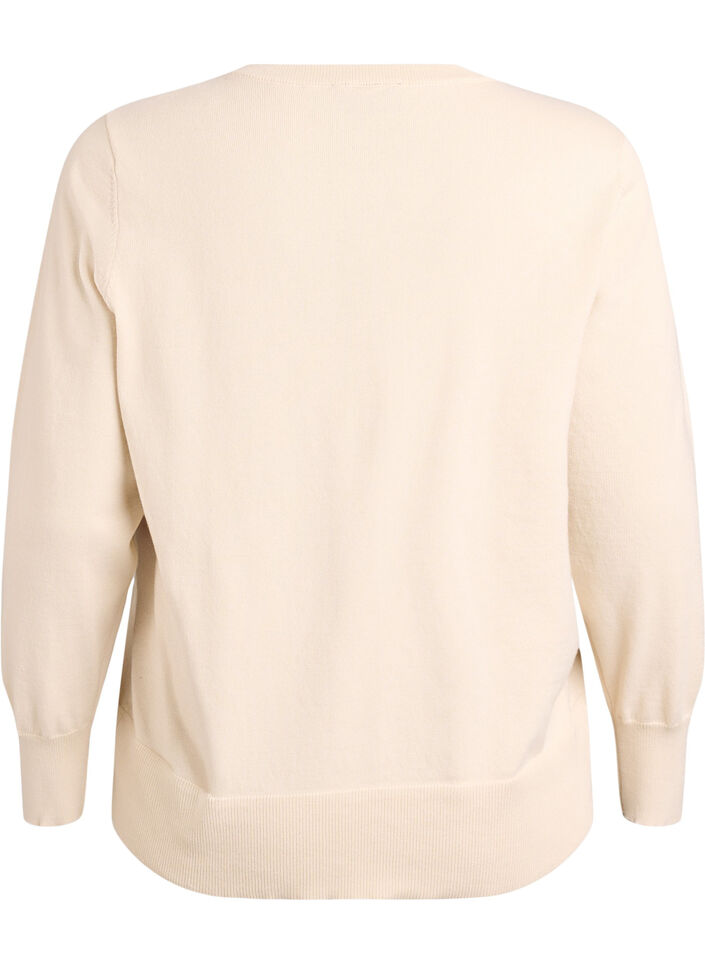 Fine-knit cardigan with round neck, Beige, Packshot image number 1