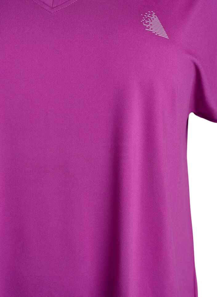 Short-sleeved workout t-shirt with v-neck, Purple, Packshot image number 2
