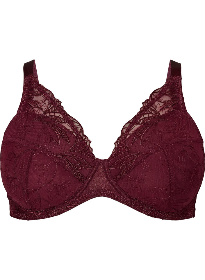 Padded lace bra with underwire, Red, Packshot image number 0