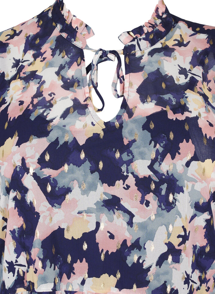 Tunic with floral print and lurex, Night Sky AOP Flower, Packshot image number 2