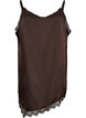 Satin top with lace trim and asymmetric hem, Brown, Packshot image number 1
