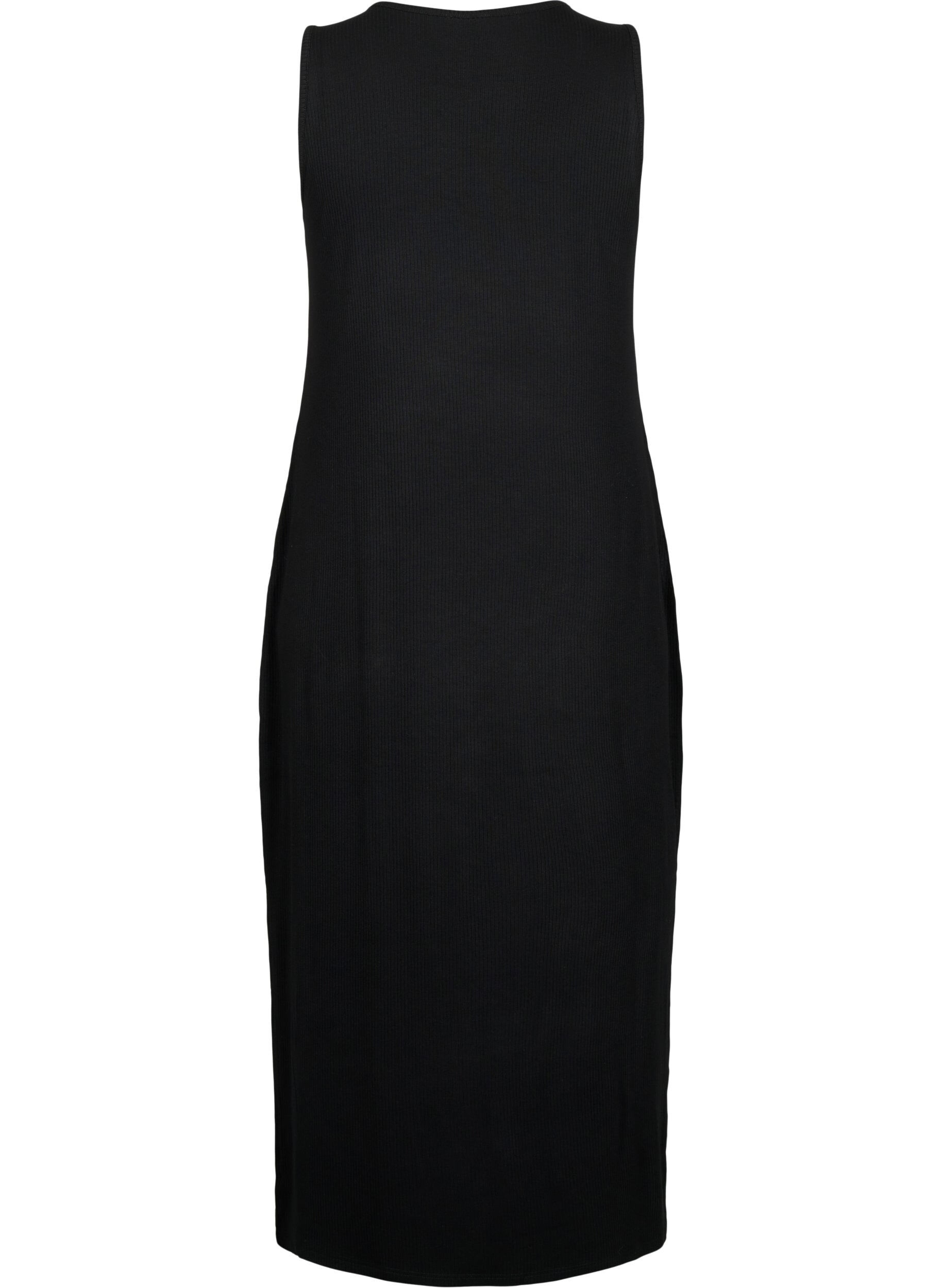 Zizzifashion Sleeveless ribbed dress in viscose, Black, Packshot image number 1