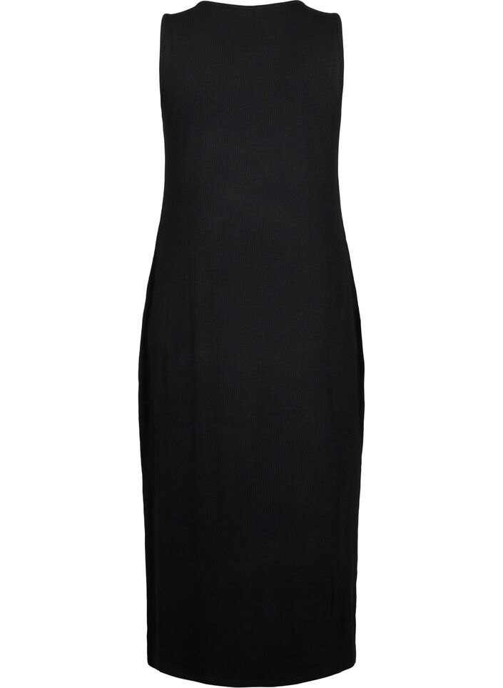 Sleeveless ribbed dress in viscose, Black, Packshot image number 1