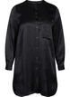 Long shiny shirt with slit, Black, Packshot image number 0