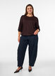 Blouse with vertical texture and glitter thread, Brown, Model image number 1
