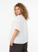 Short-sleeved cotton shirt with a V-neck, White, Model image number 1