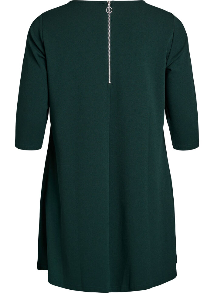 FLASH - Short A-line dress with 3/4 sleeves, Green, Packshot image number 1