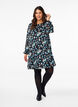 Short printed dress with a round neck, Black Blue Fl. AOP, Model image number 2