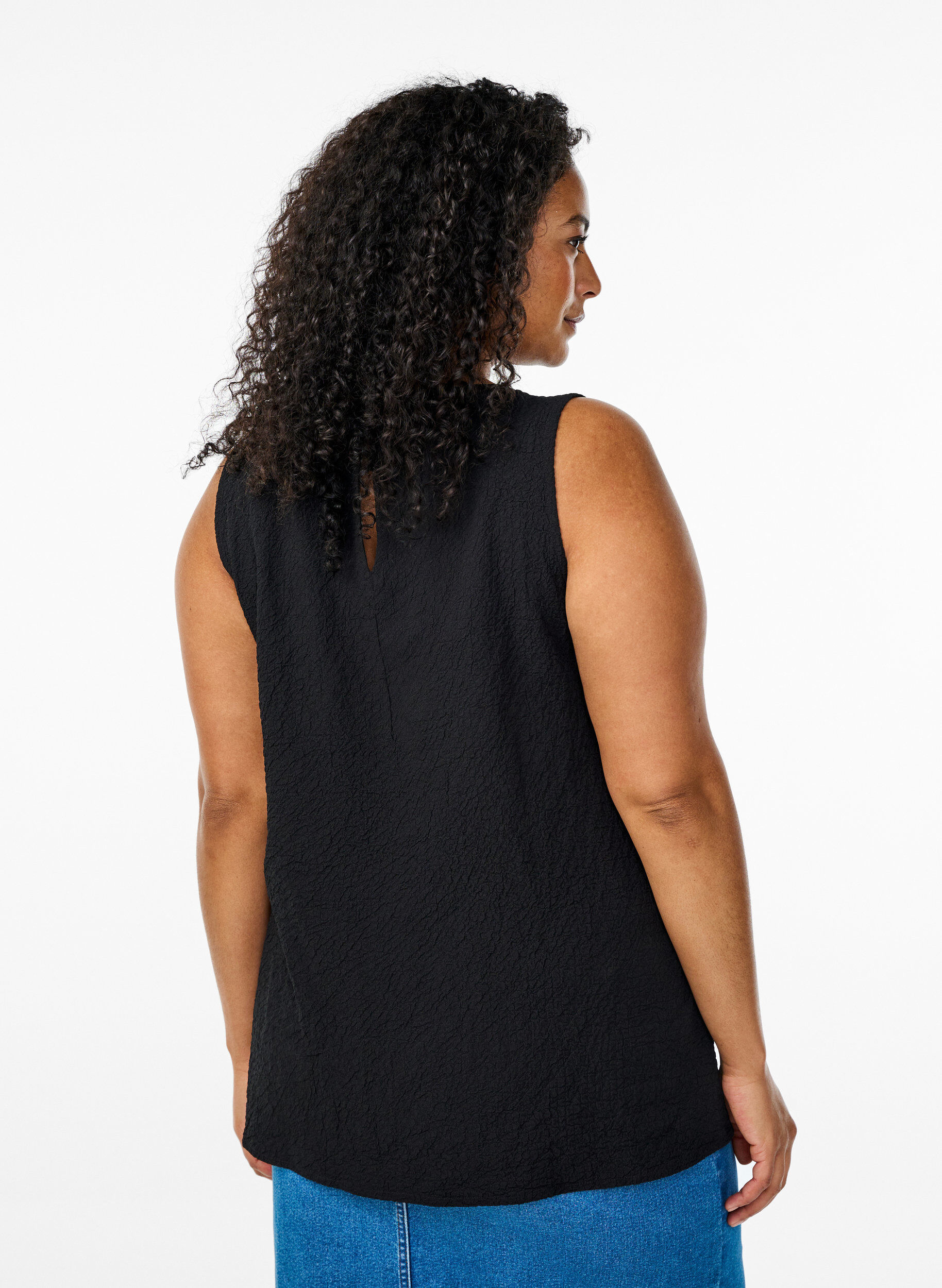 ZizzifashionSleeveless top with texture, Black, Model image number 2