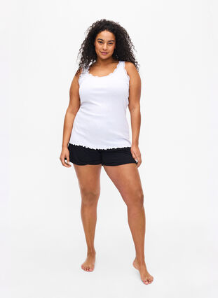 Top with lace trim, Bright White, Model image number 2