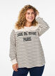 Sweatshirt with stripes and text print, Beige, Model image number 0