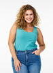 Solid color basic top in cotton, Blue, Model image number 0