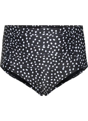Extra high-waisted bikini bottom with print, Black White Dot, Packshot image number 0