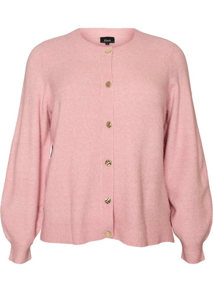 Cardigan in a soft knit with gold-coloured buttons, Red, Packshot image number 0