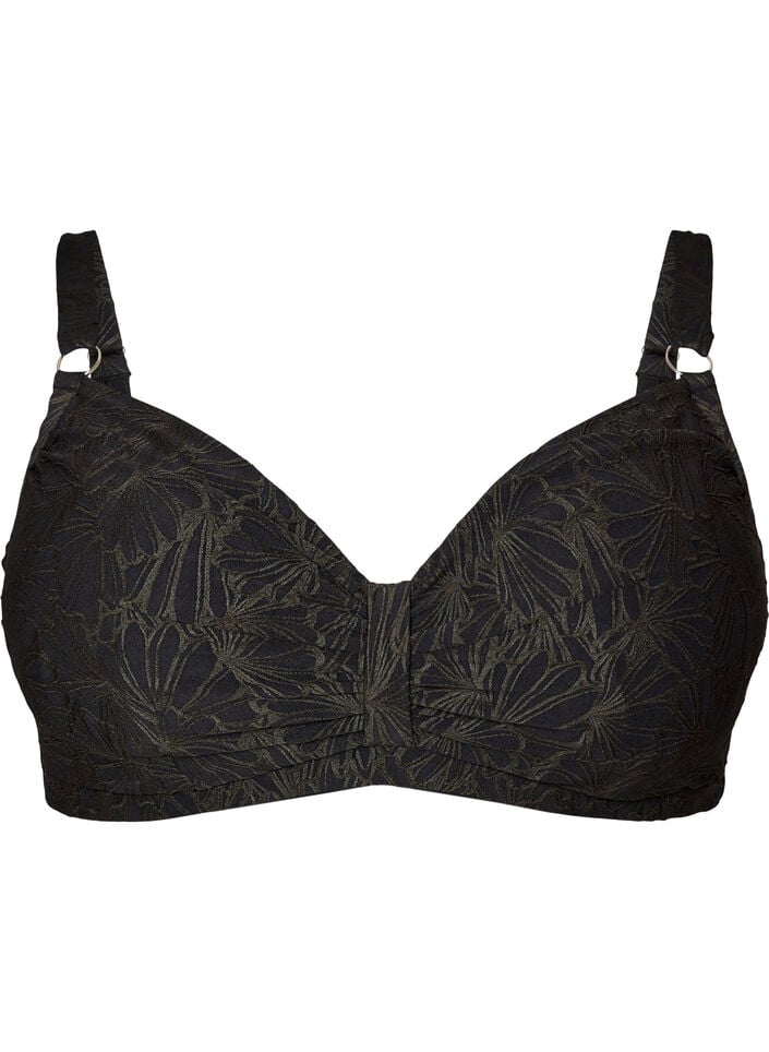 Underwired bikini top with a textured pattern, Dark Grey, Packshot image number 0