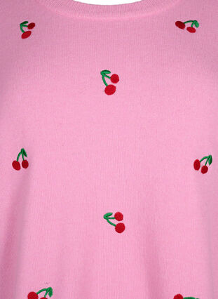 3/4 sleeve knitted blouse with lemons, B.Pink/Wh.Mel/Cherry, Packshot image number 2