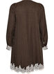 Knee-length dress with pinstripes and lace trim, Brown, Packshot image number 1