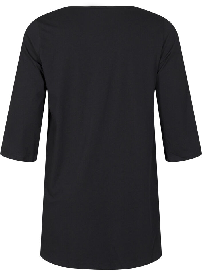 A-shape tunic with 3/4 sleeves, Black, Packshot image number 1