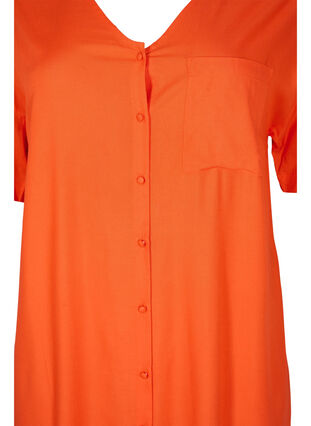 Short-sleeved viscose shirt dress, Mandarin Red, Packshot image number 2