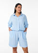 Striped shorts in linen and viscose, Light Blue, Model image number 0