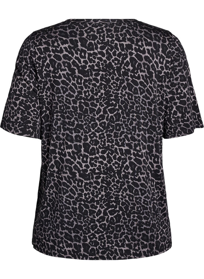 T-shirt with TENCEL™ Lyocell and leopard print, Grey, Packshot image number 1