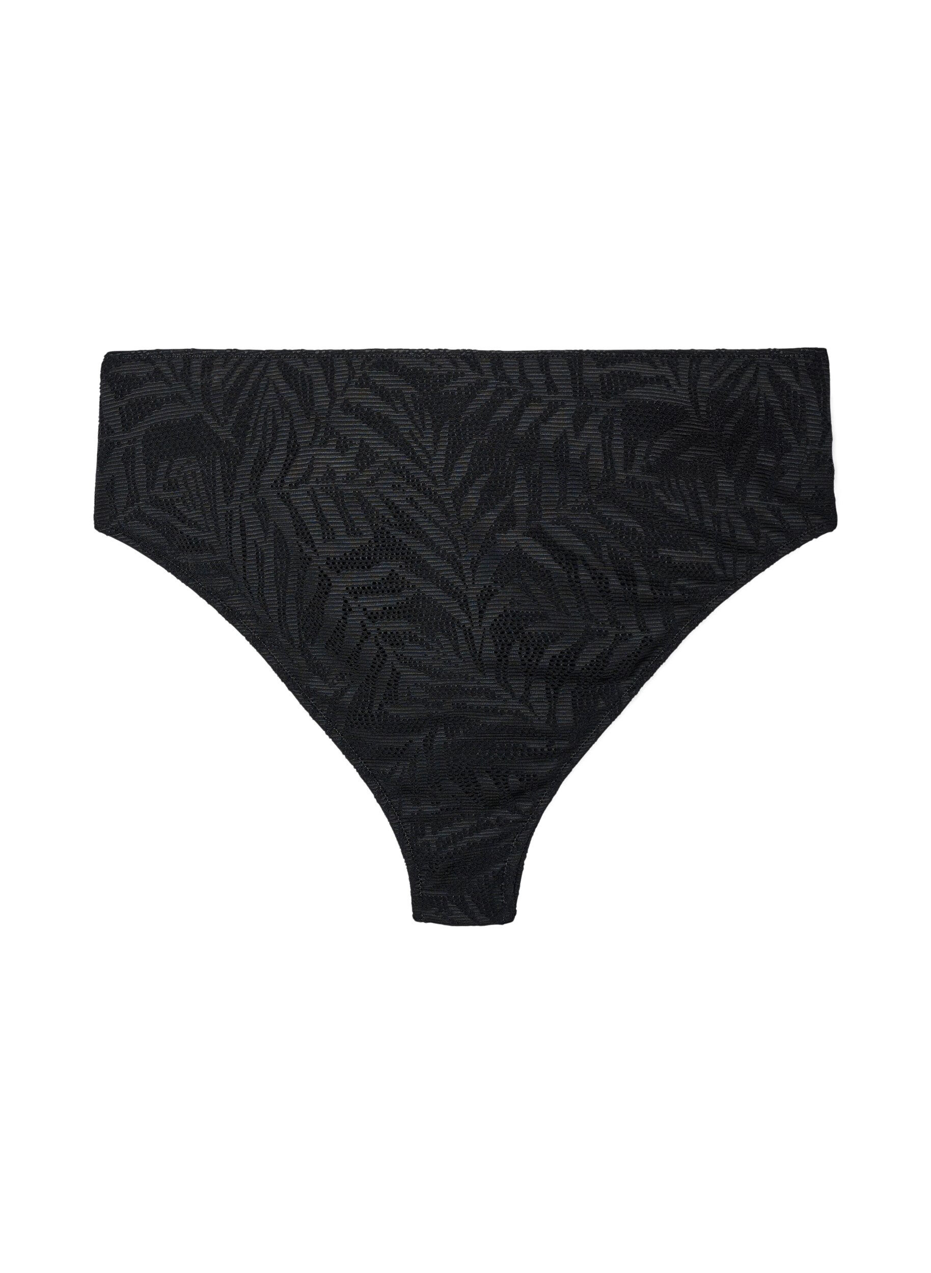ZizzifashionBrazilian bikini briefs in structured mesh, Black, Packshot image number 0