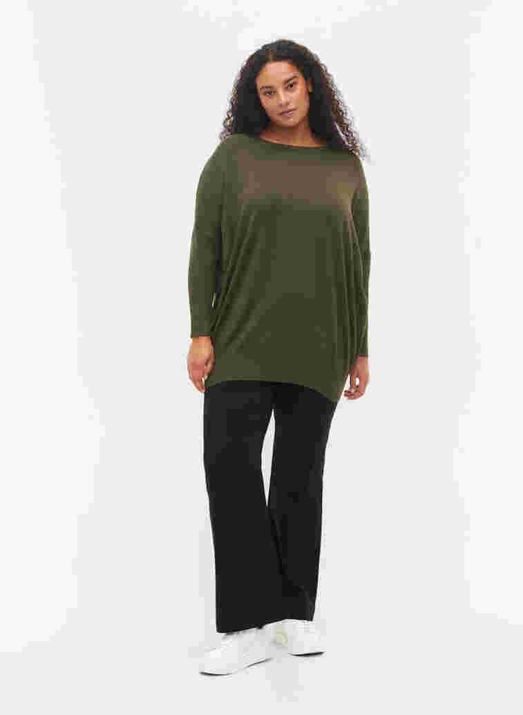 Knitted tunic in viscose blend, Forest Night, Model image number 1